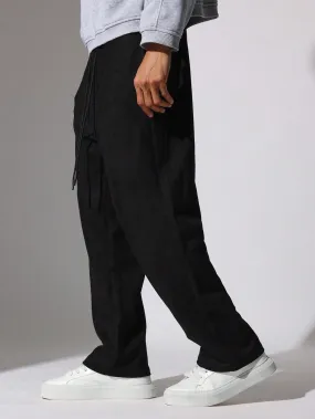 Straight Fit Suedette Drop Crotch Essential Sweatpants