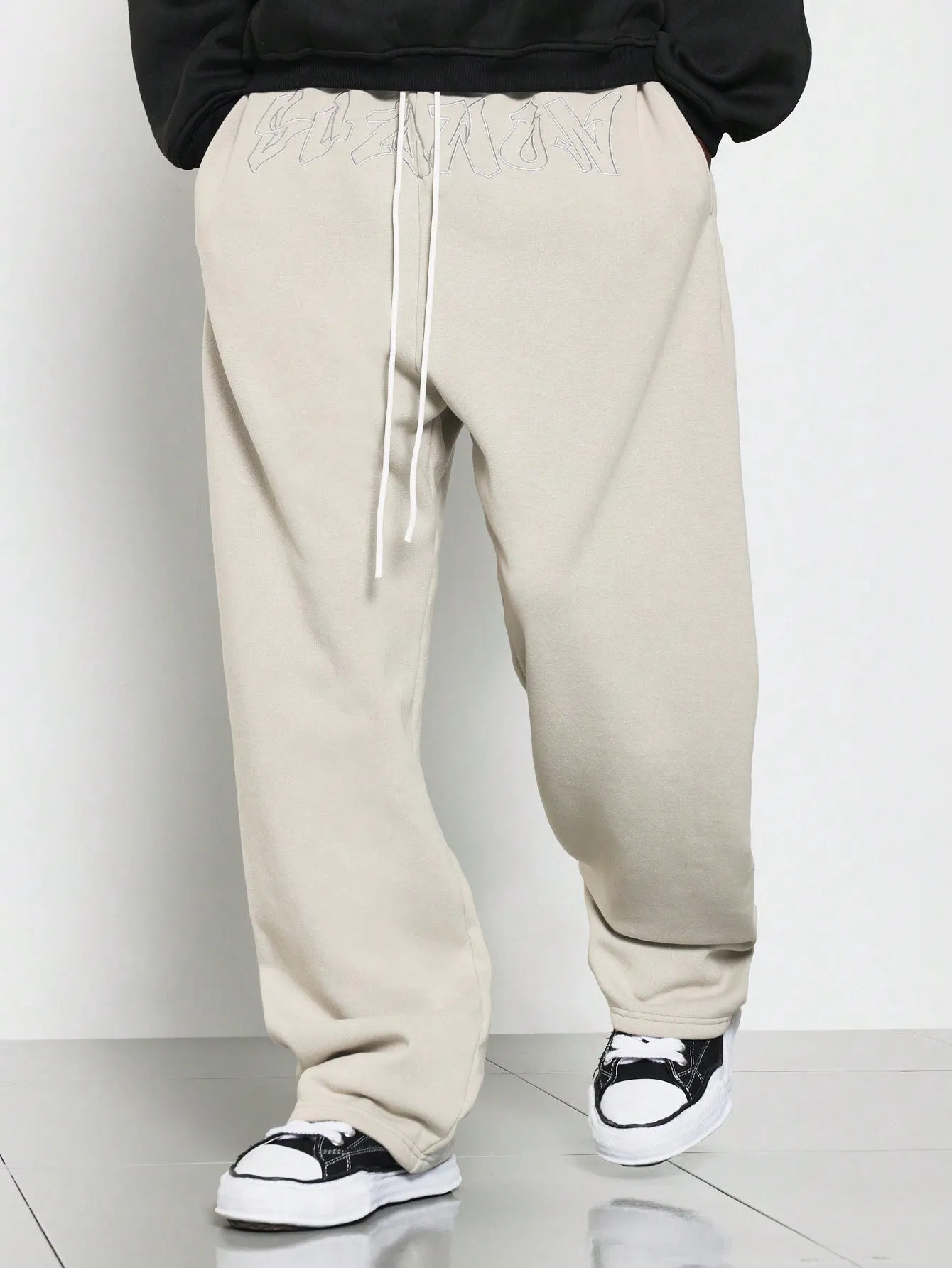 Straight Fit Sweatpants With Embroidery