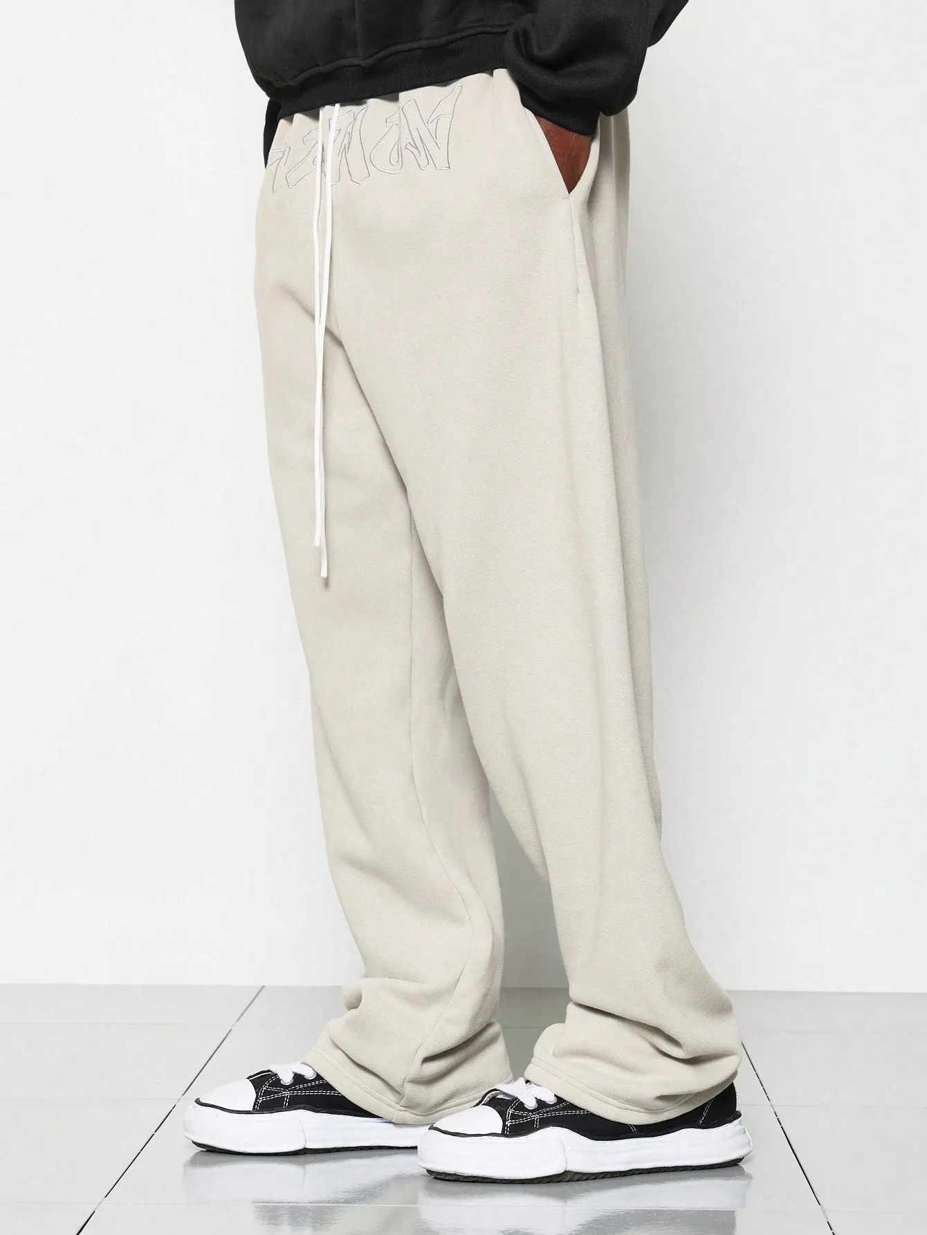 Straight Fit Sweatpants With Embroidery