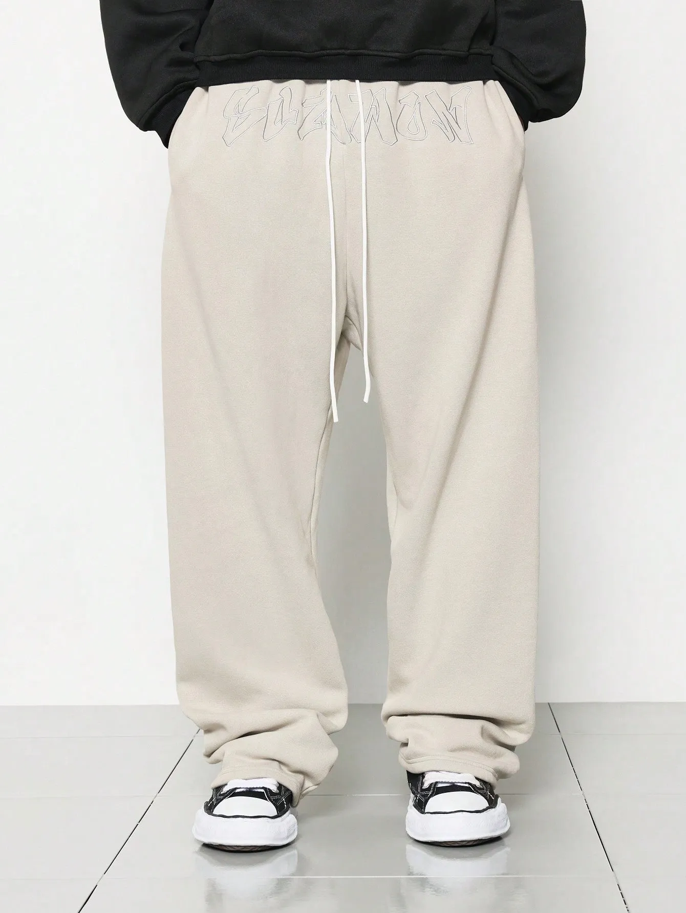 Straight Fit Sweatpants With Embroidery