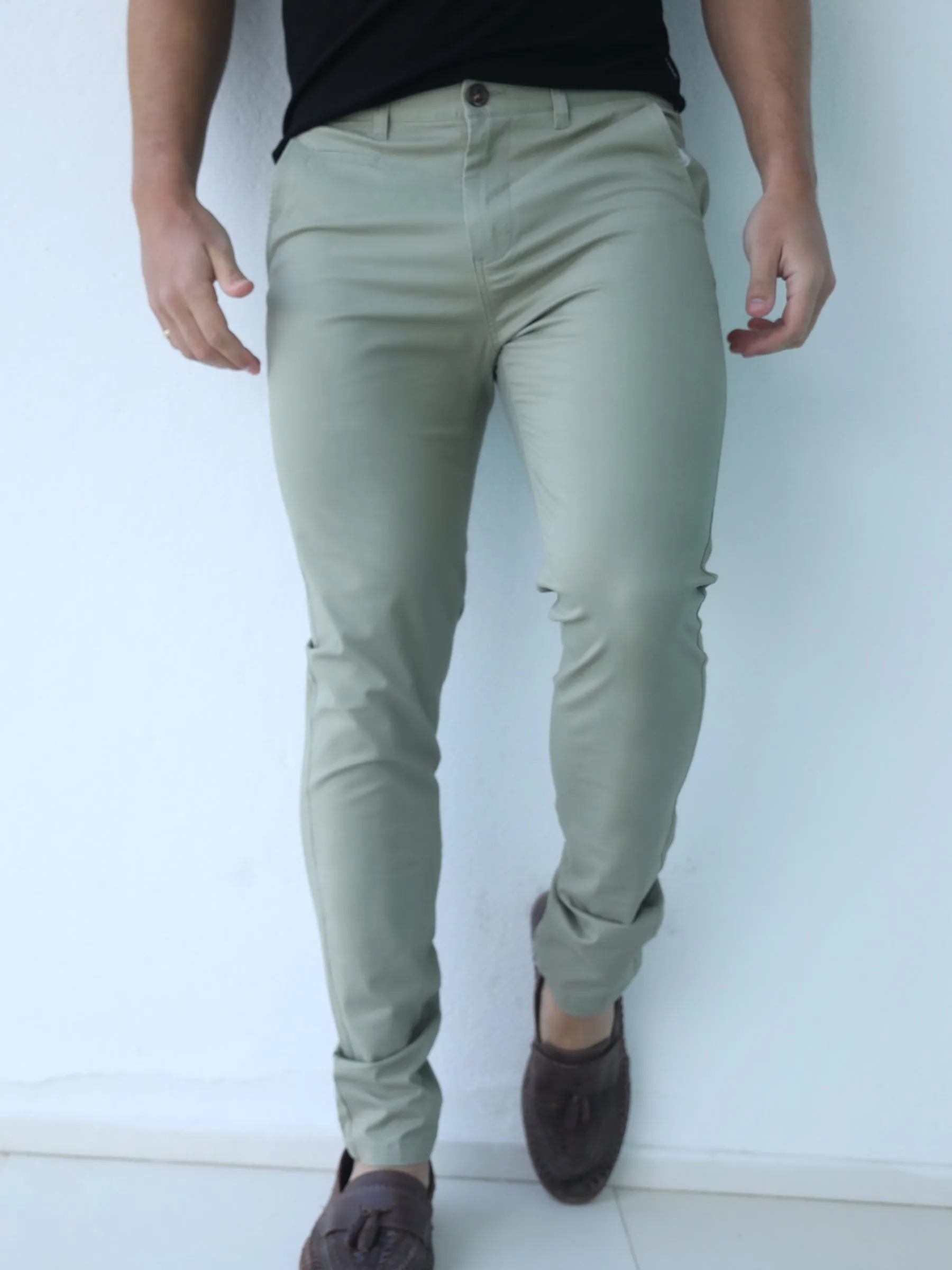 Stretch Chinos - Sage Green