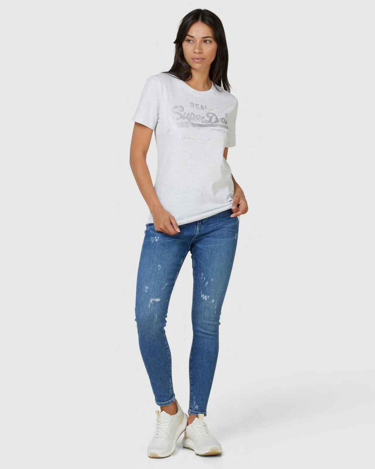 SUPERDRY VL TONAL SATIN TEE IN ICE MARLE