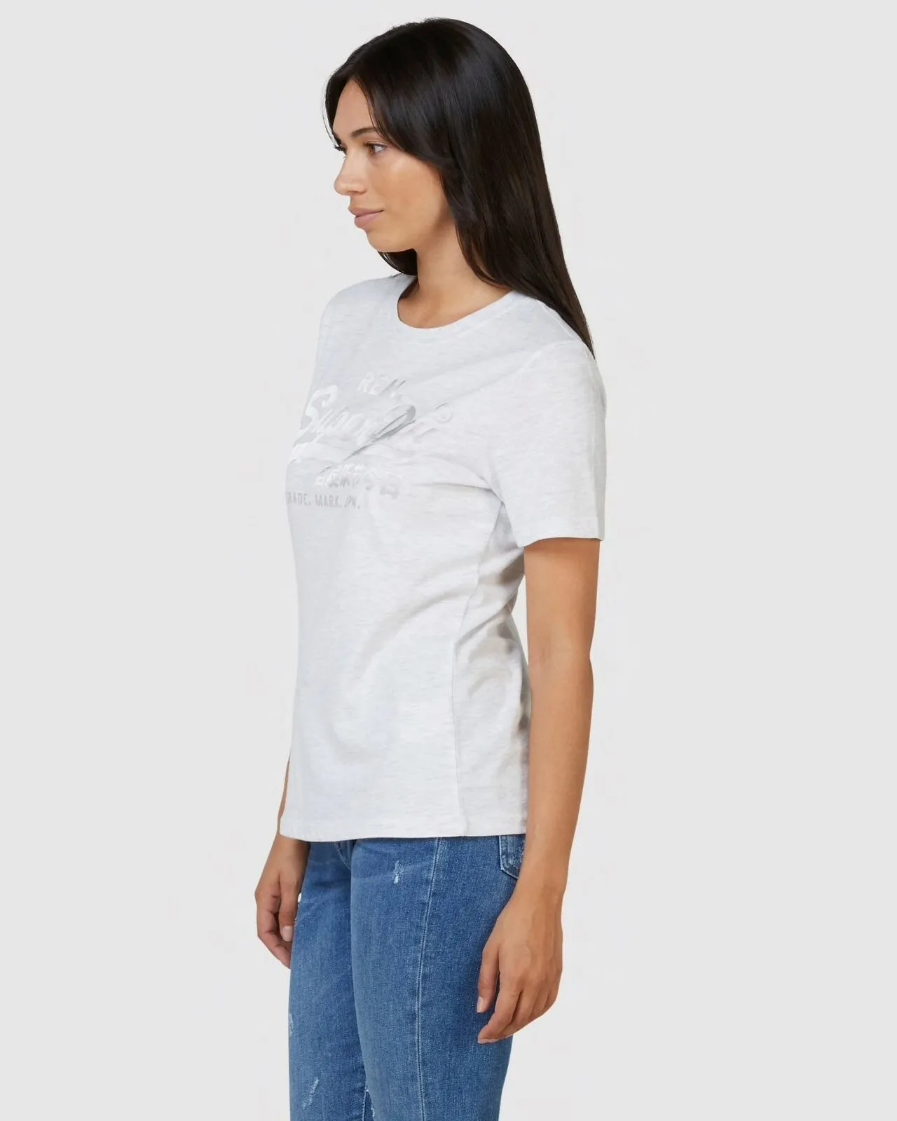 SUPERDRY VL TONAL SATIN TEE IN ICE MARLE