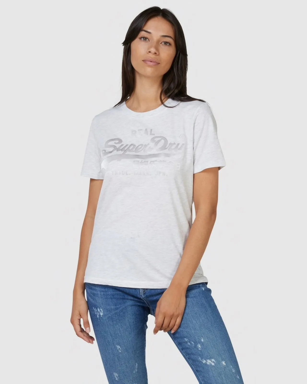 SUPERDRY VL TONAL SATIN TEE IN ICE MARLE