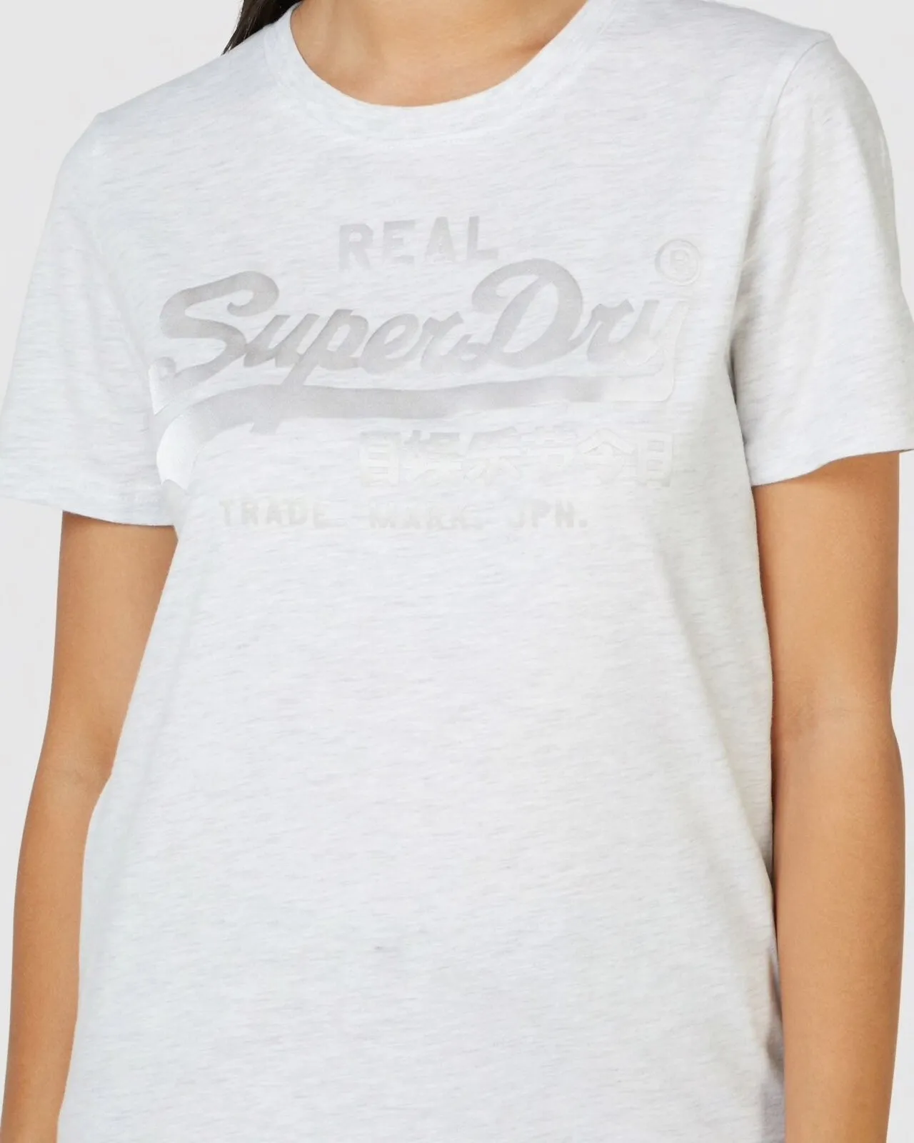 SUPERDRY VL TONAL SATIN TEE IN ICE MARLE