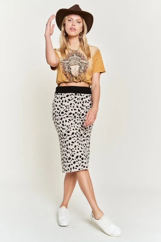 TEEK - PLUS SIZE ANIMAL PRINT SWEATER SKIRT