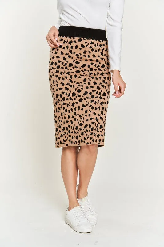 TEEK - PLUS SIZE ANIMAL PRINT SWEATER SKIRT