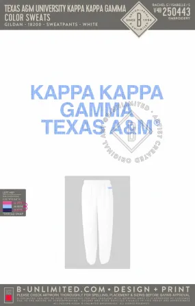 Texas A&M University Kappa Kappa Gamma - Color Sweats (Light Blue Thread Sweatpants) - Gildan - 18200 - Sweatpants - White