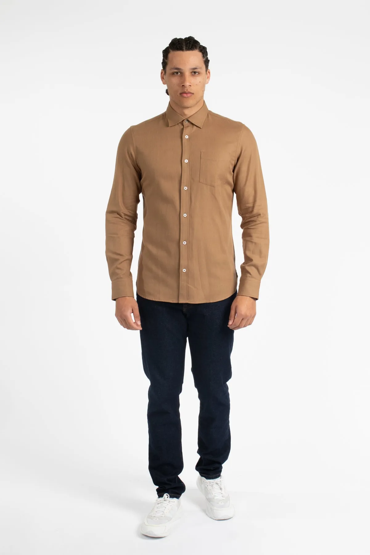 Tobacco Twill Cotton Tencel Shirt