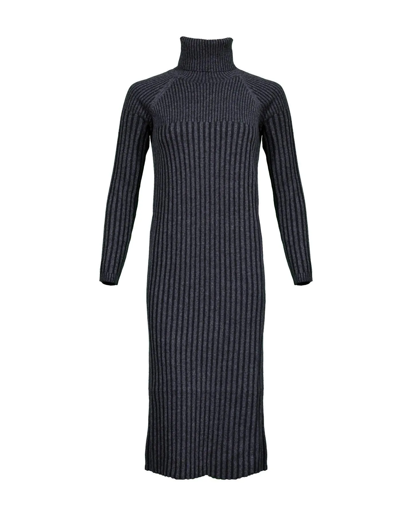 Tonet Two Ton Rib Knit Turtleneck Dress