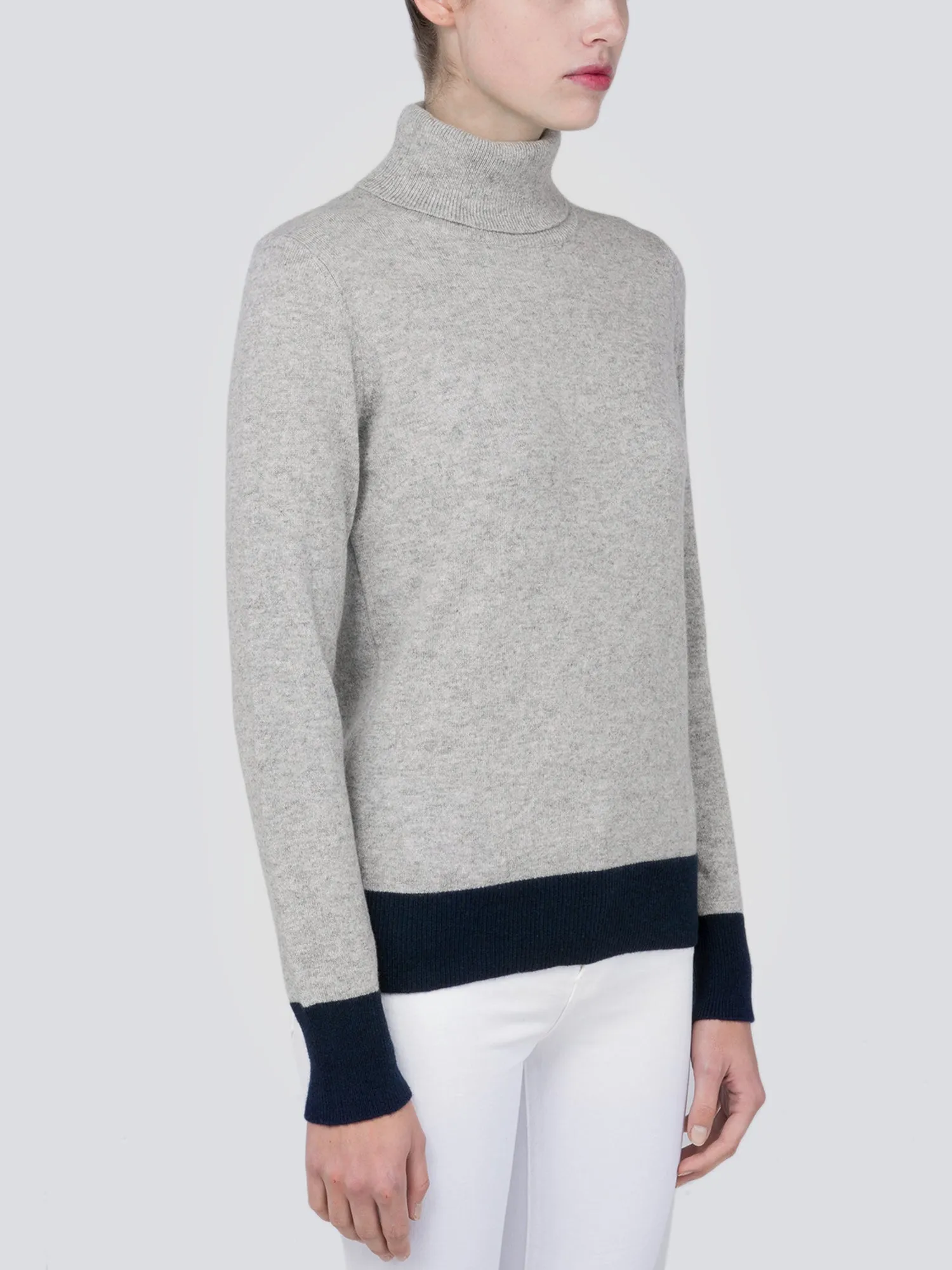 Turtleneck Slimfit Sweater_CB_Light Grey/Navy