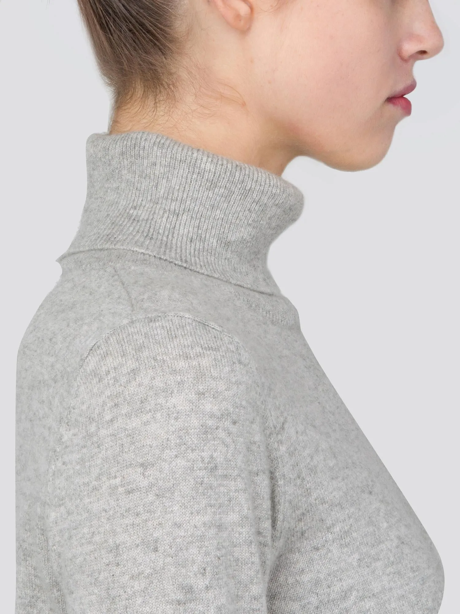 Turtleneck Slimfit Sweater_CB_LightGrey/Coral Pink