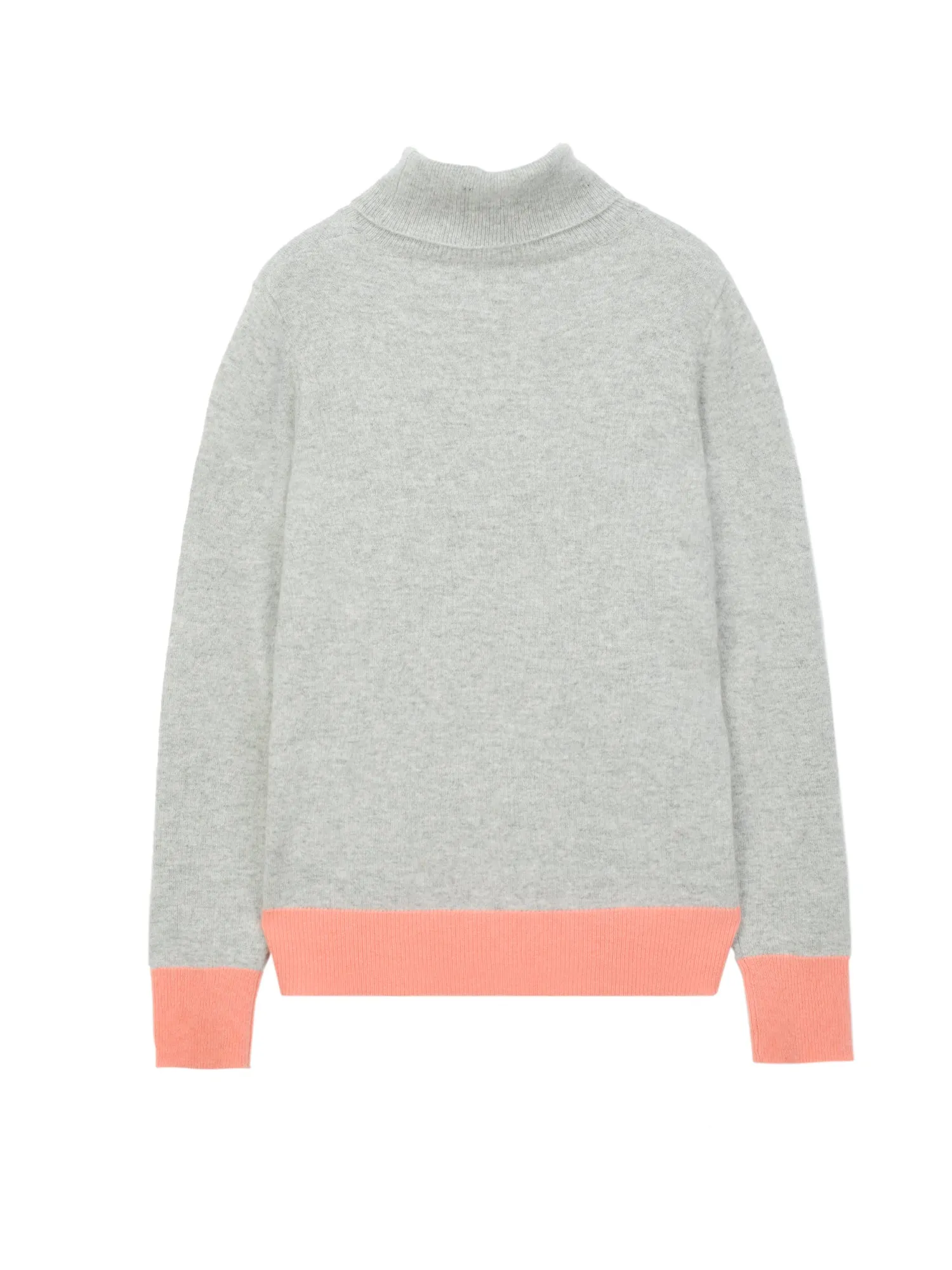 Turtleneck Slimfit Sweater_CB_LightGrey/Coral Pink