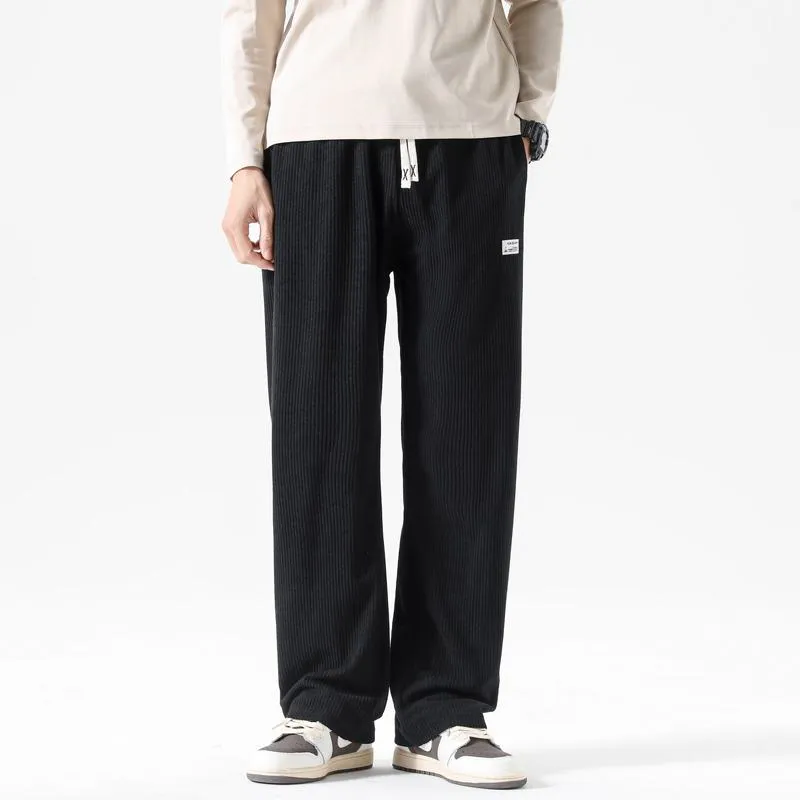 Versatile Straight Knitted Casual Floor-Length Elasticity Loose Fit Sweatpant