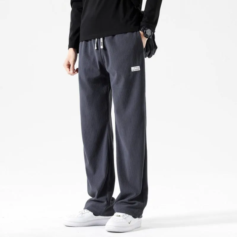 Versatile Straight Knitted Casual Floor-Length Elasticity Loose Fit Sweatpant