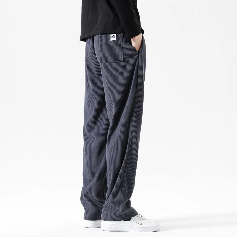 Versatile Straight Knitted Casual Floor-Length Elasticity Loose Fit Sweatpant