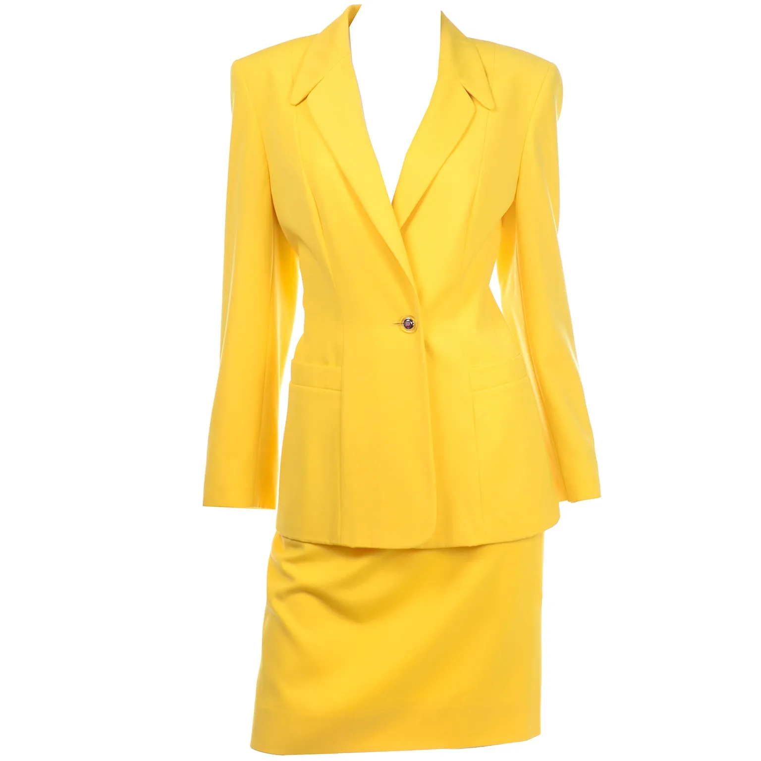 Vintage Escada Bright Yellow Skirt & Jacket Suit