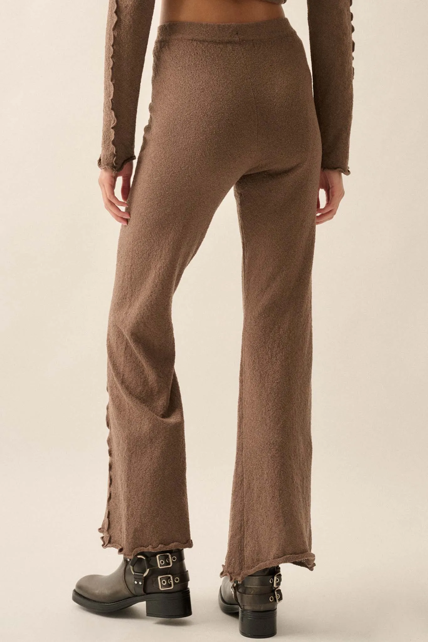 Well Grounded Textured Exposed-Seam Flare Pants