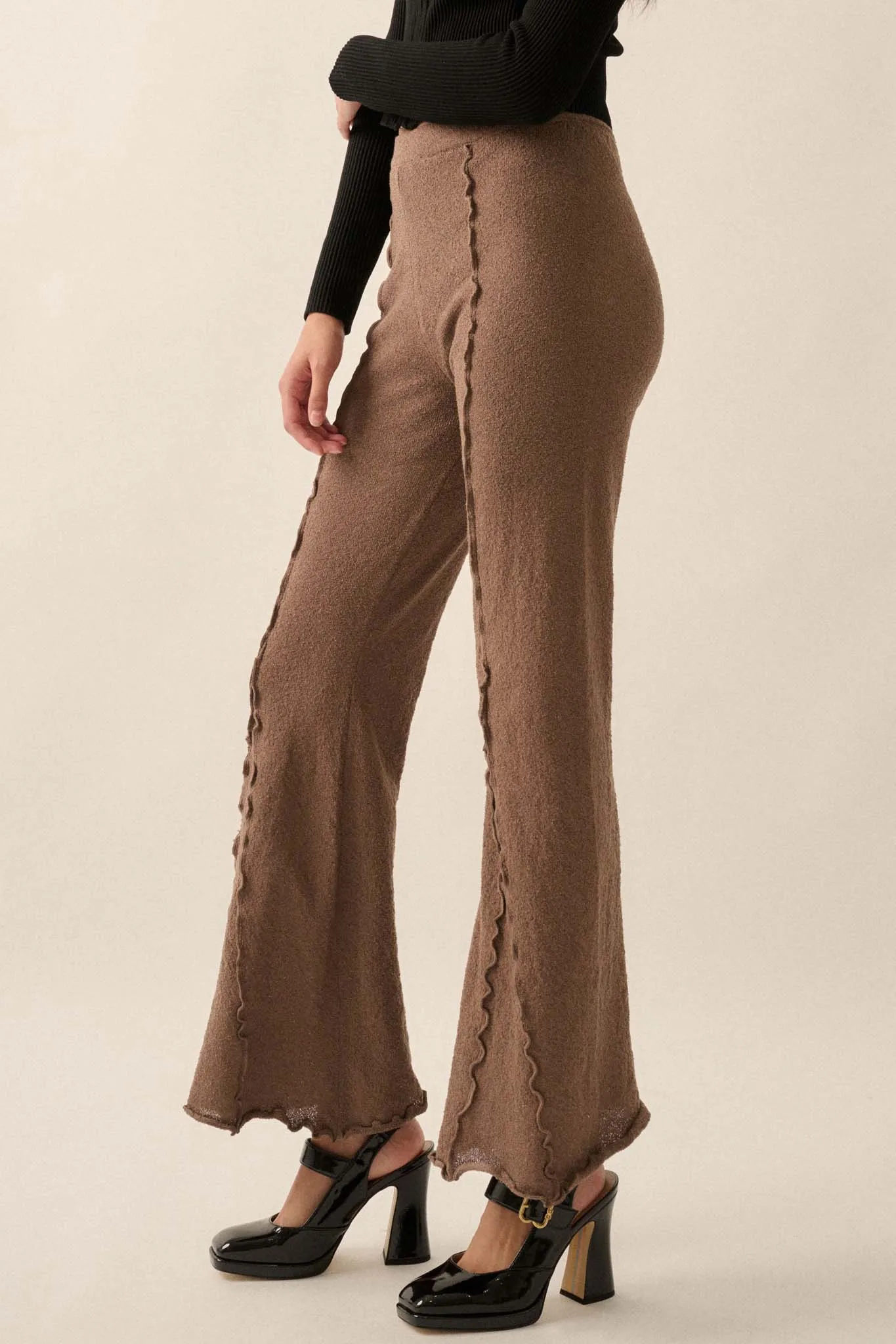 Well Grounded Textured Exposed-Seam Flare Pants