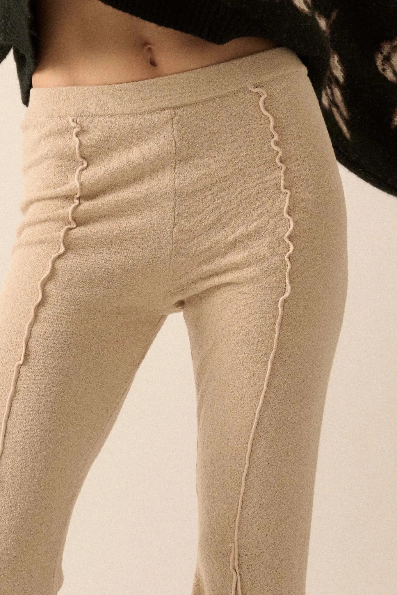 Well Grounded Textured Exposed-Seam Flare Pants