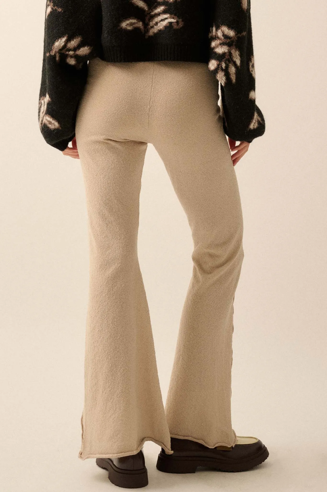 Well Grounded Textured Exposed-Seam Flare Pants