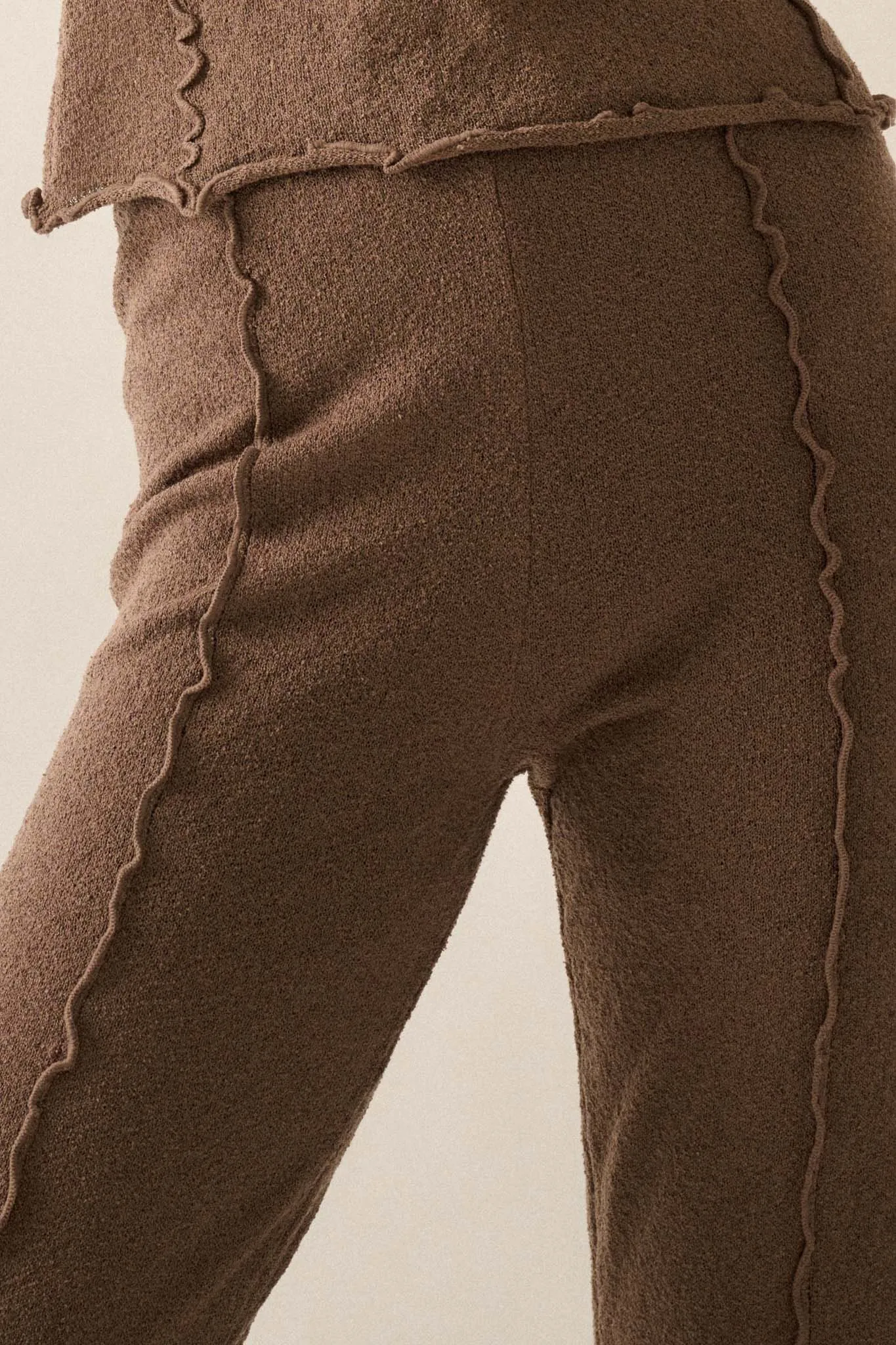 Well Grounded Textured Exposed-Seam Flare Pants