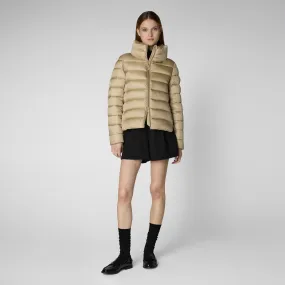 Women's Animal free Puffer Jacket Elsie in Wood Beige