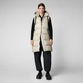 Women's Hooded Animal free Puffer Vest Iria in Rainy Beige