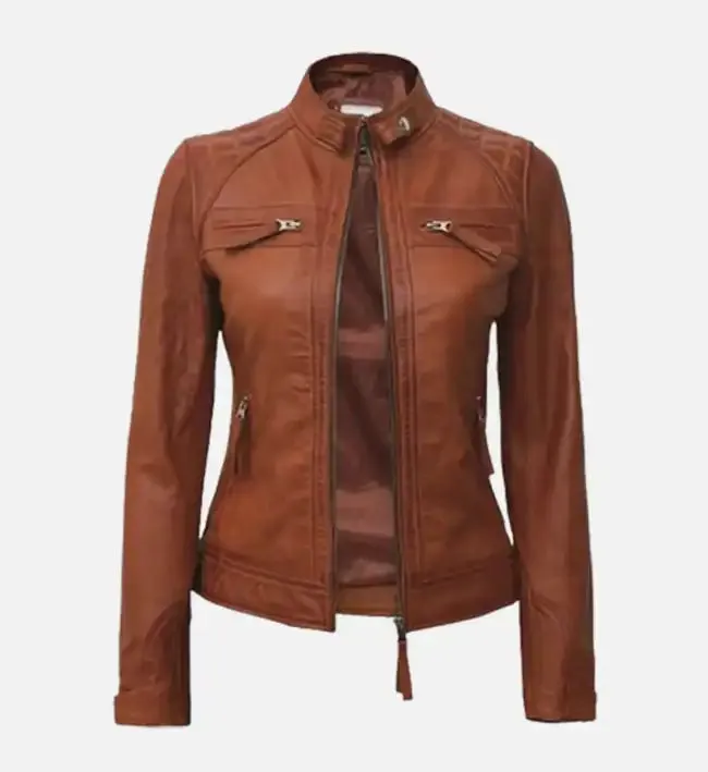 Women's Premium Tan Motorcycle Leather Jacket