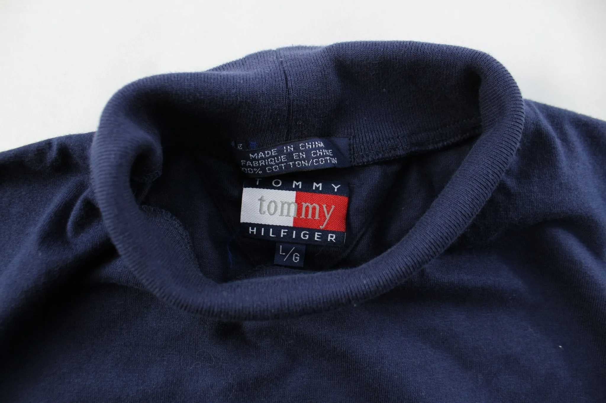 Women's Tommy Hilfiger Embroidered Logo Navy Blue Turtleneck T-Shirt