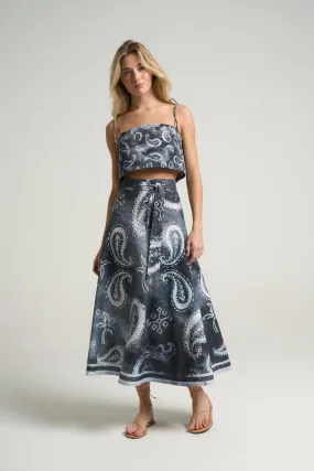 Wrap Circle Skirt Paisley Black