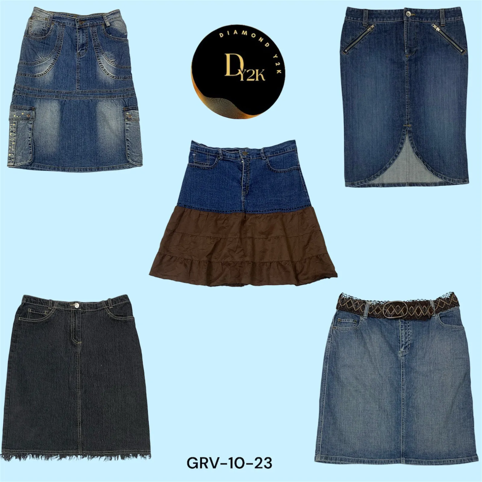 Y2K Denim Midi Skirt – Casual 2000s Vibes (GRV-10-23)