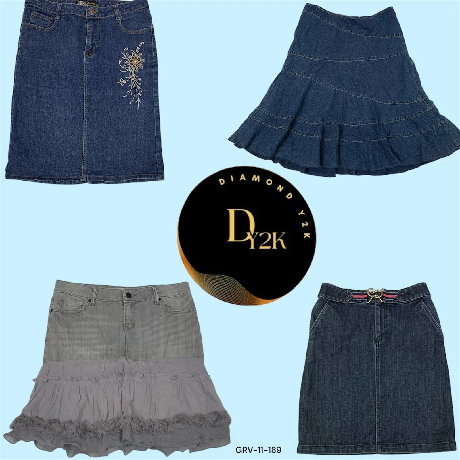 Y2K Vintage Denim Midi Skirt (GRV-11-189)