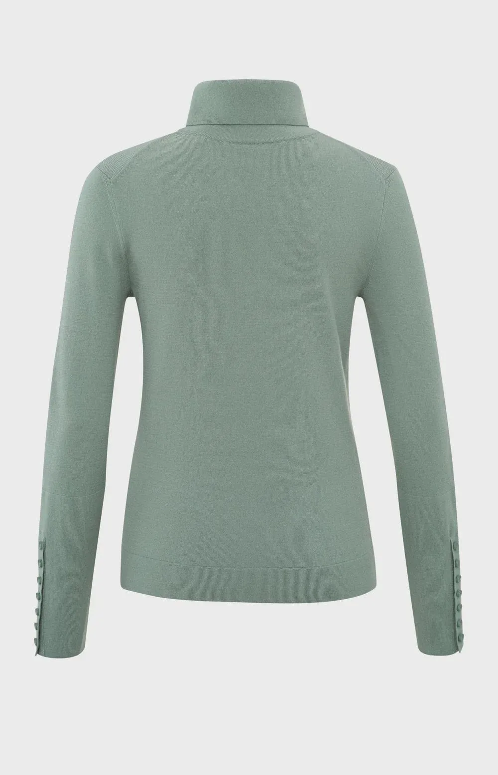 Yaya Turtleneck Jumper and Button Cuffs Jade Green